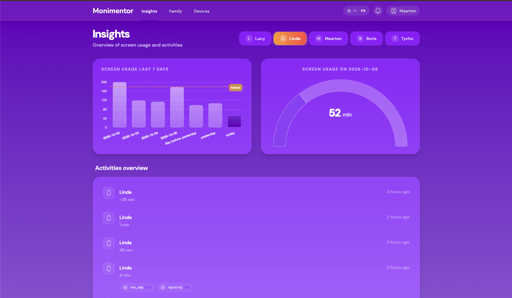 Monimentor Dashboard